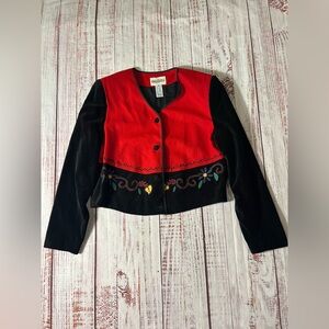 Vintage Cambridge Dry Goods Red and Black Floral Embroidered Jacket